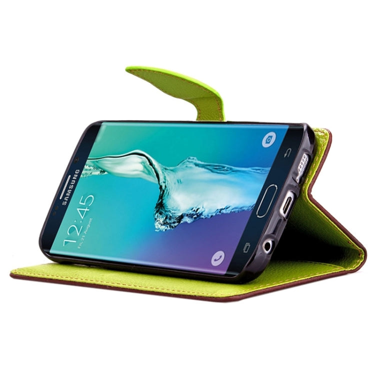 For Galaxy S6 edge+ / G928 Litchi Texture Leaf Buckle Horizontal Flip Leather Case with Card Slots & Holder & Wallet & Lanyard