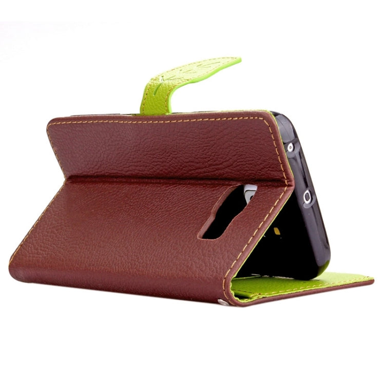 For Galaxy S6 edge+ / G928 Litchi Texture Leaf Buckle Horizontal Flip Leather Case with Card Slots & Holder & Wallet & Lanyard