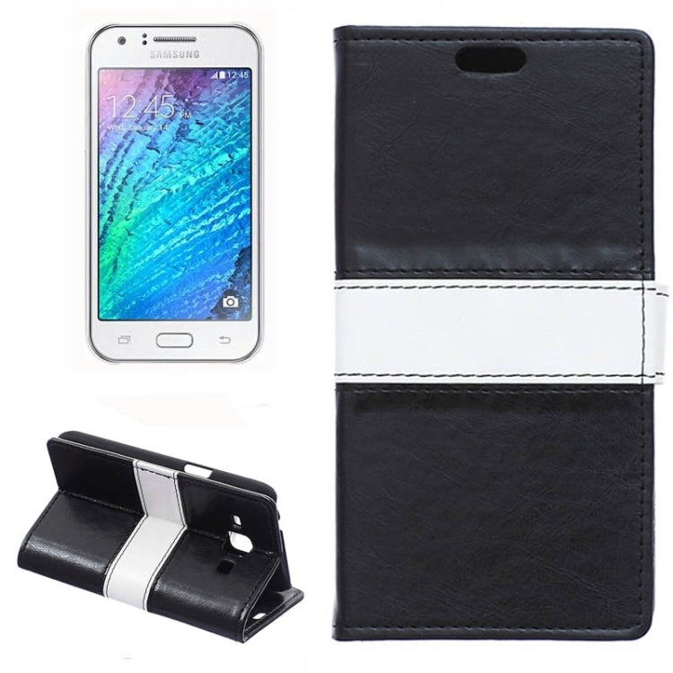 Crazy Horse Texture Color Matching Flip Leather Case with Holder & Card Slots & Wallet for Galaxy J1