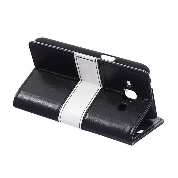 Crazy Horse Texture Color Matching Flip Leather Case with Holder & Card Slots & Wallet for Galaxy J1