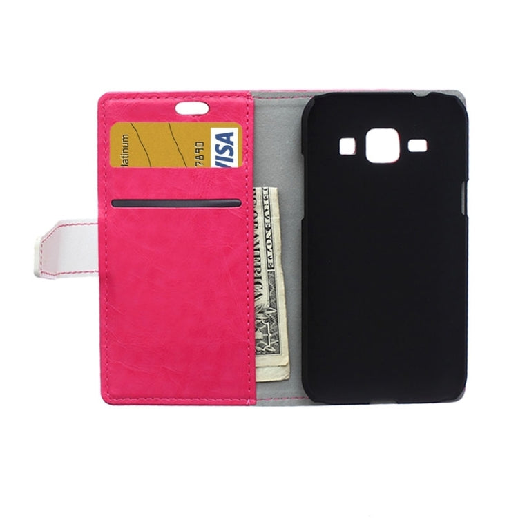 Crazy Horse Texture Color Matching Flip Leather Case with Holder & Card Slots & Wallet for Galaxy J1