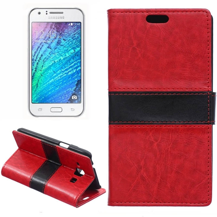 Crazy Horse Texture Color Matching Flip Leather Case with Holder & Card Slots & Wallet for Galaxy J1