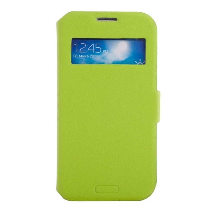 Litchi Texture Solid Color Horizontal Flip Leather Case with Holder & Caller ID Window for Galaxy S4 / i9500