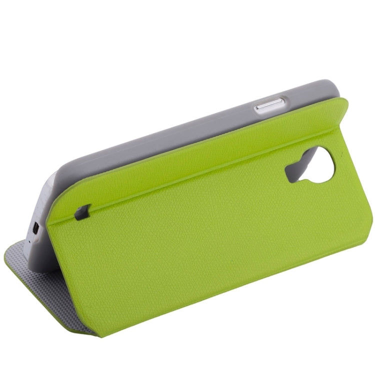 Litchi Texture Solid Color Horizontal Flip Leather Case with Holder & Caller ID Window for Galaxy S4 / i9500