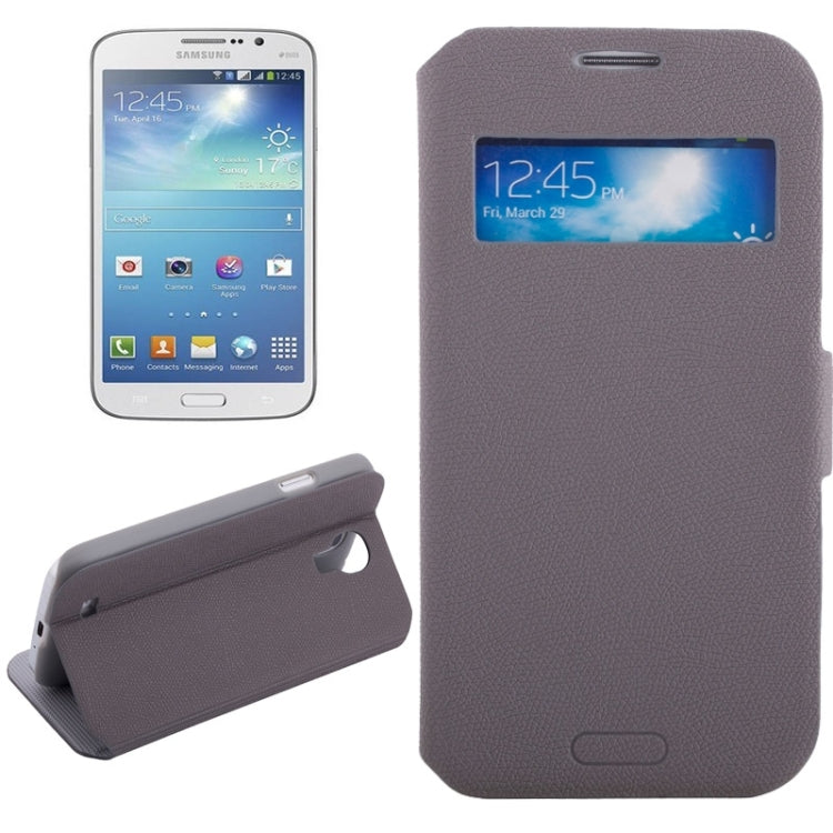 Litchi Texture Solid Color Horizontal Flip Leather Case with Holder & Caller ID Window for Galaxy S4 / i9500