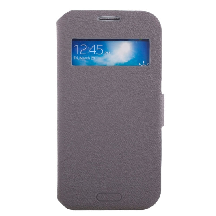 Litchi Texture Solid Color Horizontal Flip Leather Case with Holder & Caller ID Window for Galaxy S4 / i9500