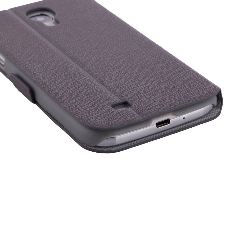 Litchi Texture Solid Color Horizontal Flip Leather Case with Holder & Caller ID Window for Galaxy S4 / i9500