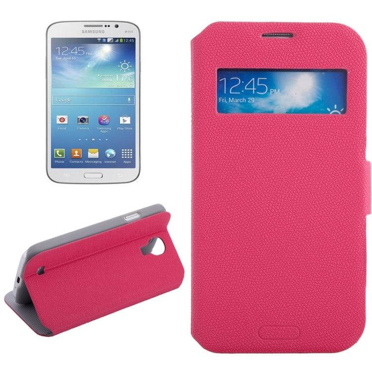 Litchi Texture Solid Color Horizontal Flip Leather Case with Holder & Caller ID Window for Galaxy S4 / i9500