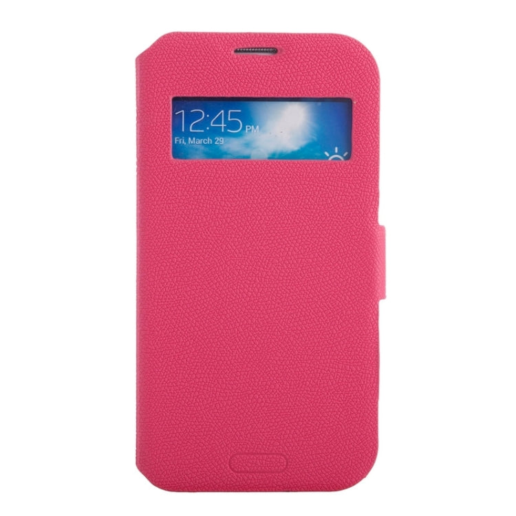 Litchi Texture Solid Color Horizontal Flip Leather Case with Holder & Caller ID Window for Galaxy S4 / i9500