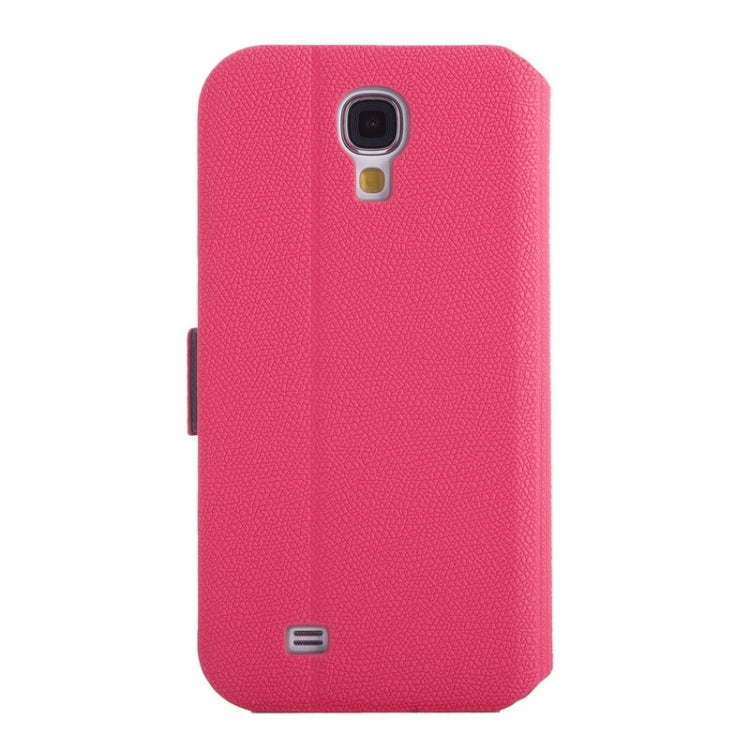 Litchi Texture Solid Color Horizontal Flip Leather Case with Holder & Caller ID Window for Galaxy S4 / i9500