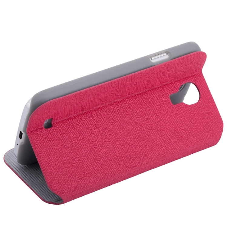Litchi Texture Solid Color Horizontal Flip Leather Case with Holder & Caller ID Window for Galaxy S4 / i9500