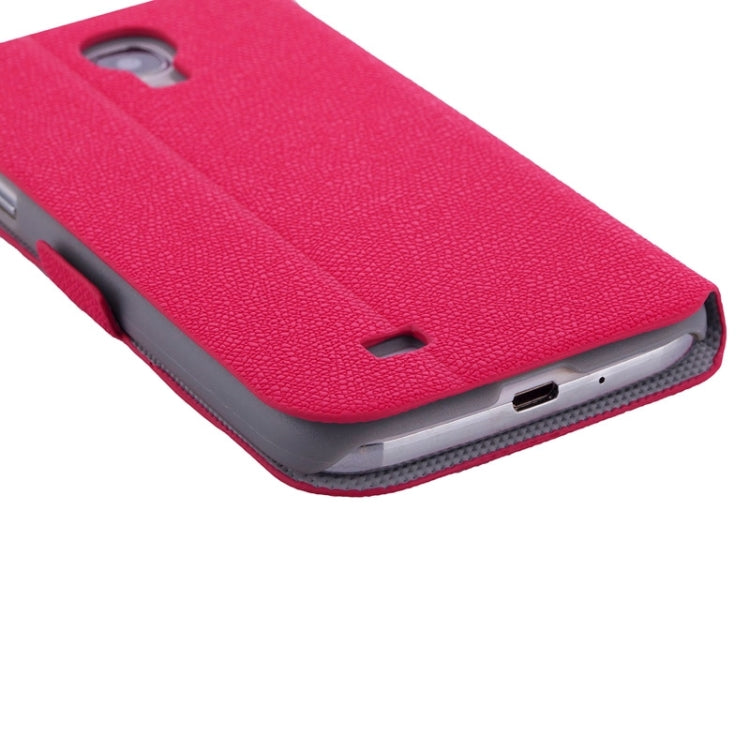 Litchi Texture Solid Color Horizontal Flip Leather Case with Holder & Caller ID Window for Galaxy S4 / i9500
