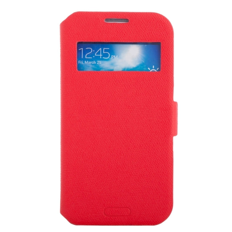 Litchi Texture Solid Color Horizontal Flip Leather Case with Holder & Caller ID Window for Galaxy S4 / i9500