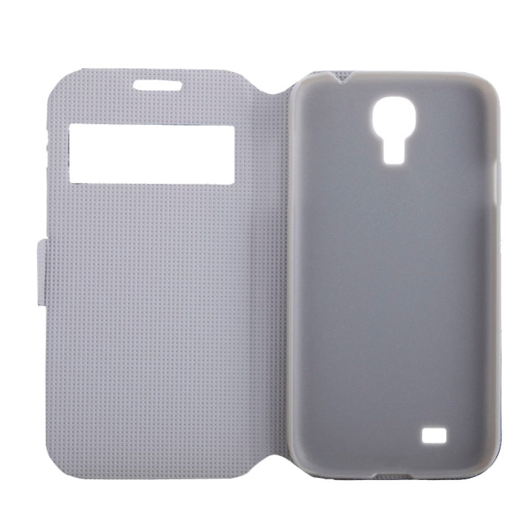 Litchi Texture Solid Color Horizontal Flip Leather Case with Holder & Caller ID Window for Galaxy S4 / i9500