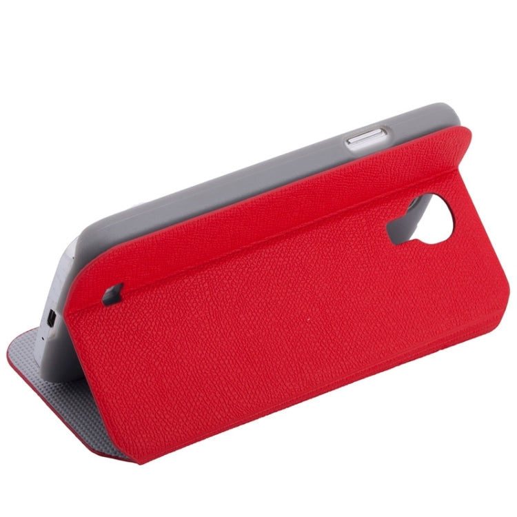 Litchi Texture Solid Color Horizontal Flip Leather Case with Holder & Caller ID Window for Galaxy S4 / i9500