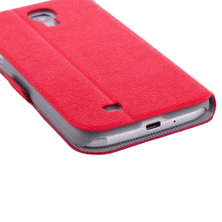 Litchi Texture Solid Color Horizontal Flip Leather Case with Holder & Caller ID Window for Galaxy S4 / i9500