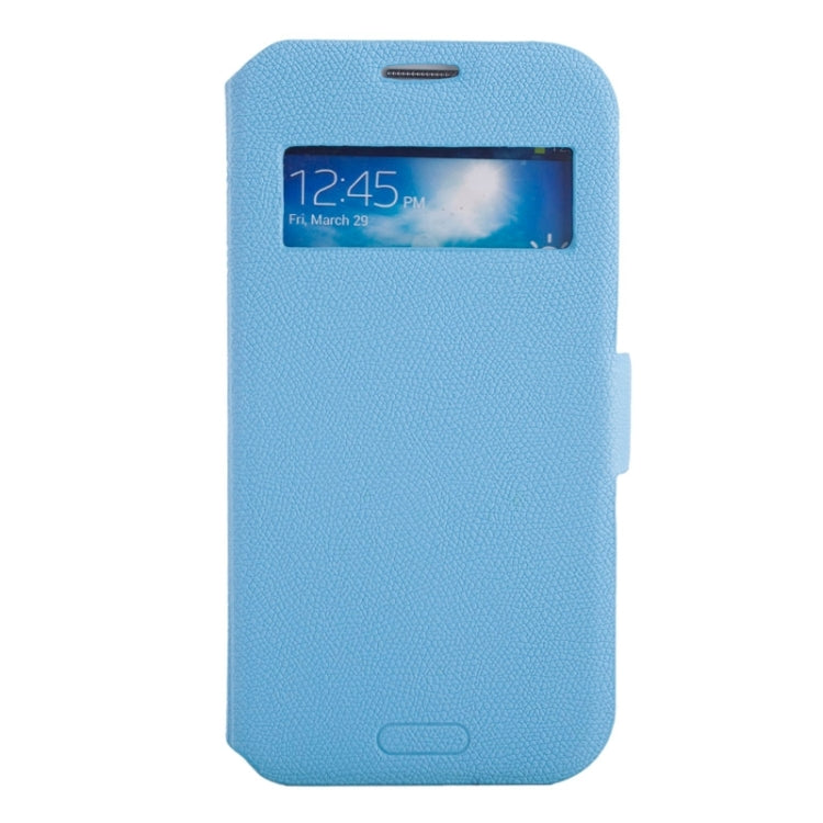Litchi Texture Solid Color Horizontal Flip Leather Case with Holder & Caller ID Window for Galaxy S4 / i9500