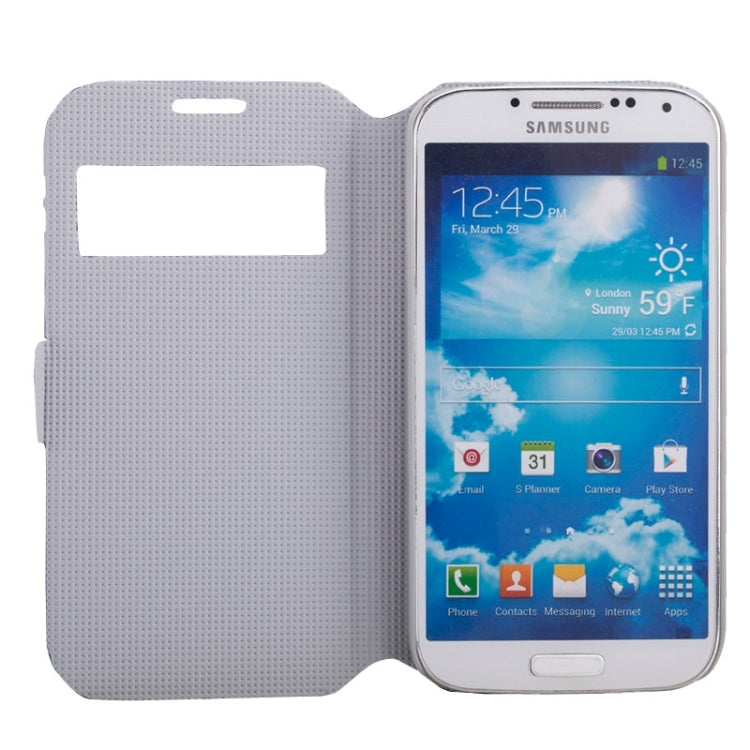 Litchi Texture Solid Color Horizontal Flip Leather Case with Holder & Caller ID Window for Galaxy S4 / i9500