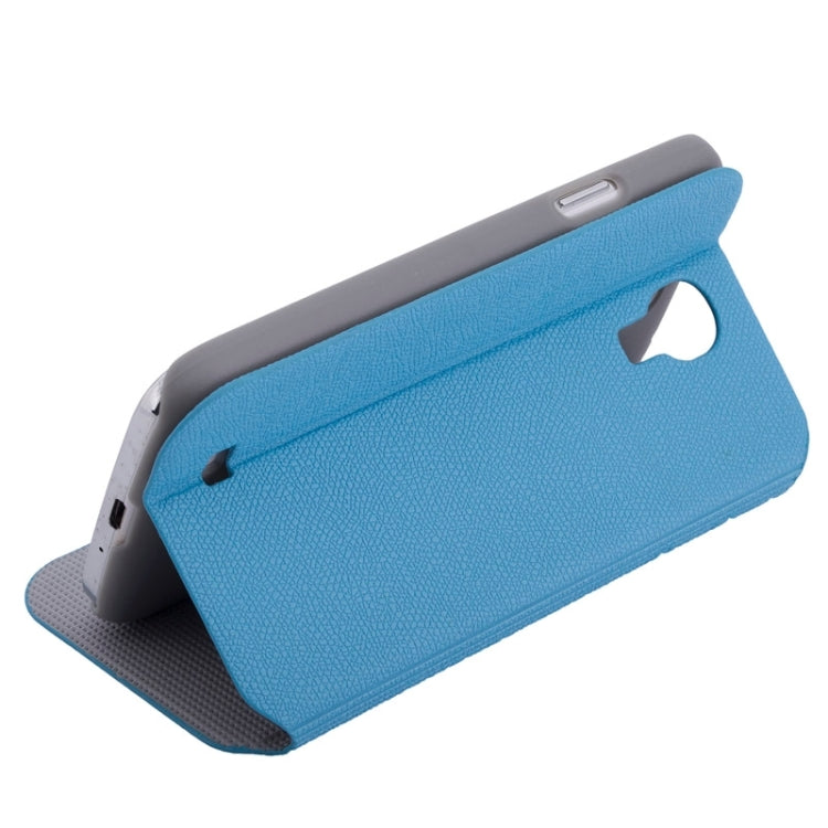 Litchi Texture Solid Color Horizontal Flip Leather Case with Holder & Caller ID Window for Galaxy S4 / i9500