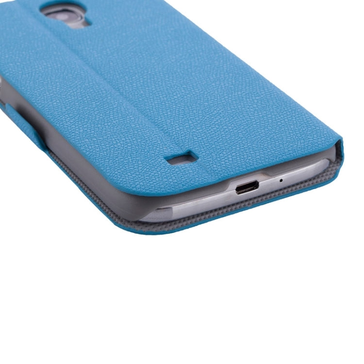 Litchi Texture Solid Color Horizontal Flip Leather Case with Holder & Caller ID Window for Galaxy S4 / i9500