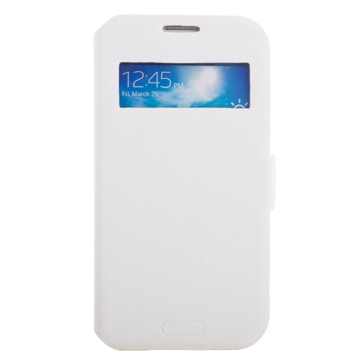 Litchi Texture Solid Color Horizontal Flip Leather Case with Holder & Caller ID Window for Galaxy S4 / i9500