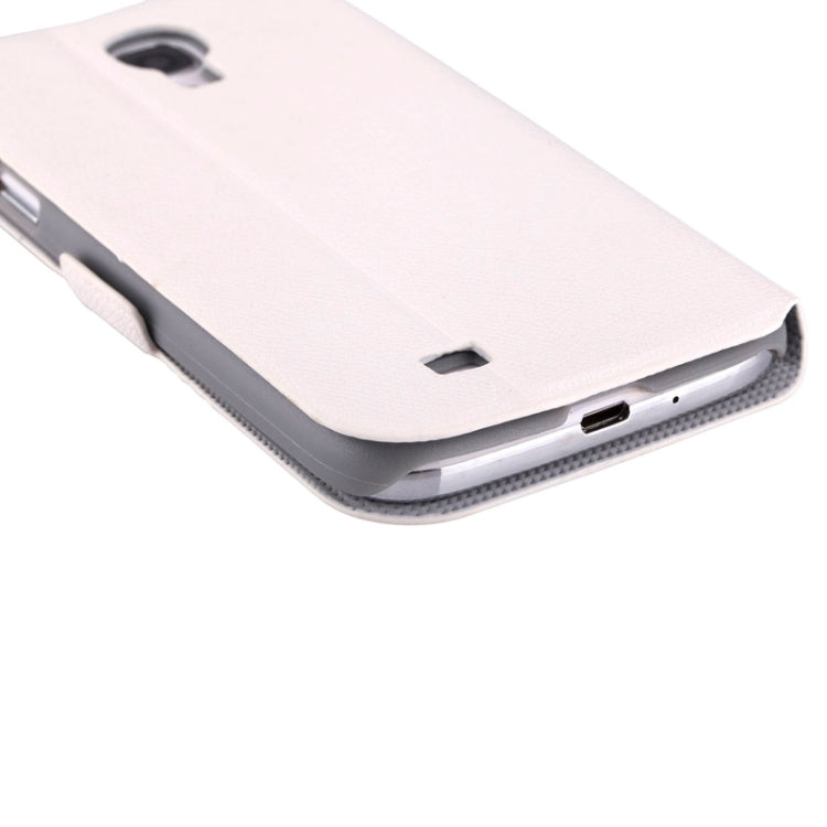 Litchi Texture Solid Color Horizontal Flip Leather Case with Holder & Caller ID Window for Galaxy S4 / i9500