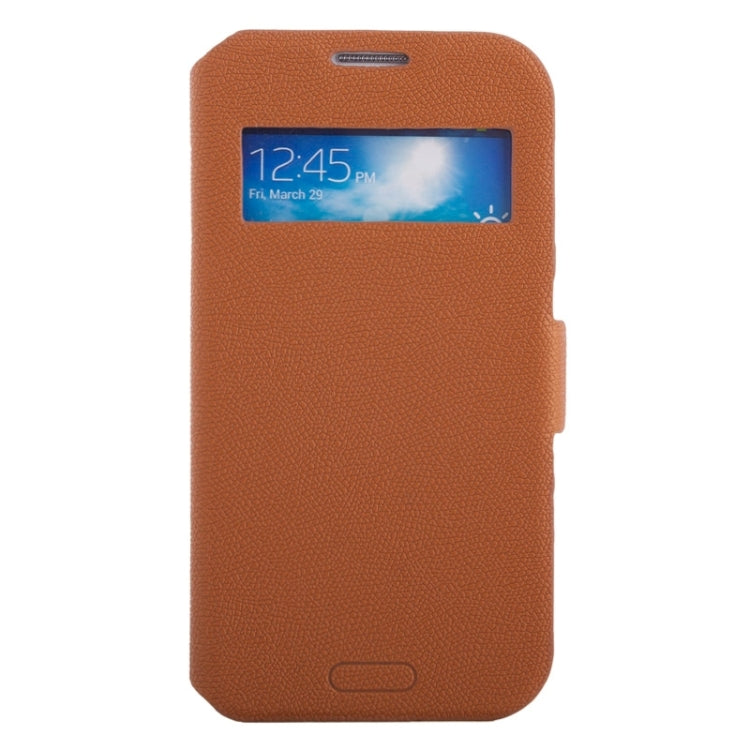 Litchi Texture Solid Color Horizontal Flip Leather Case with Holder & Caller ID Window for Galaxy S4 / i9500