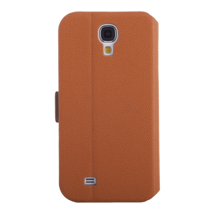 Litchi Texture Solid Color Horizontal Flip Leather Case with Holder & Caller ID Window for Galaxy S4 / i9500