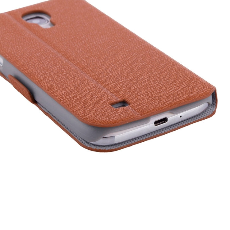 Litchi Texture Solid Color Horizontal Flip Leather Case with Holder & Caller ID Window for Galaxy S4 / i9500