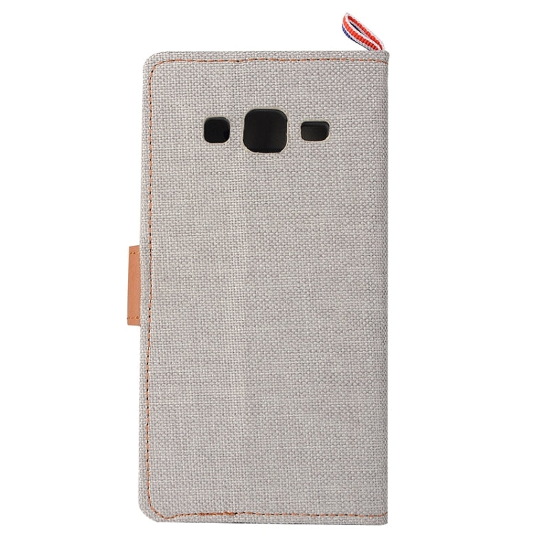 Denim Texture Horizontal Flip Leather Case with Magnetic Snap & Card Slots & Holder & Sling for Galaxy On7 / G600