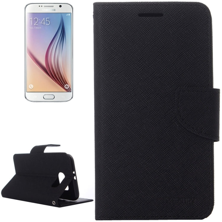 For Galaxy S6 Cross Texture Horizontal Flip Magnetic Buckle Contrast Color Leather Case with Card Slots & Wallet & Holder