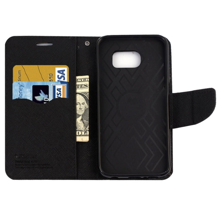 For Galaxy S6 Cross Texture Horizontal Flip Magnetic Buckle Contrast Color Leather Case with Card Slots & Wallet & Holder