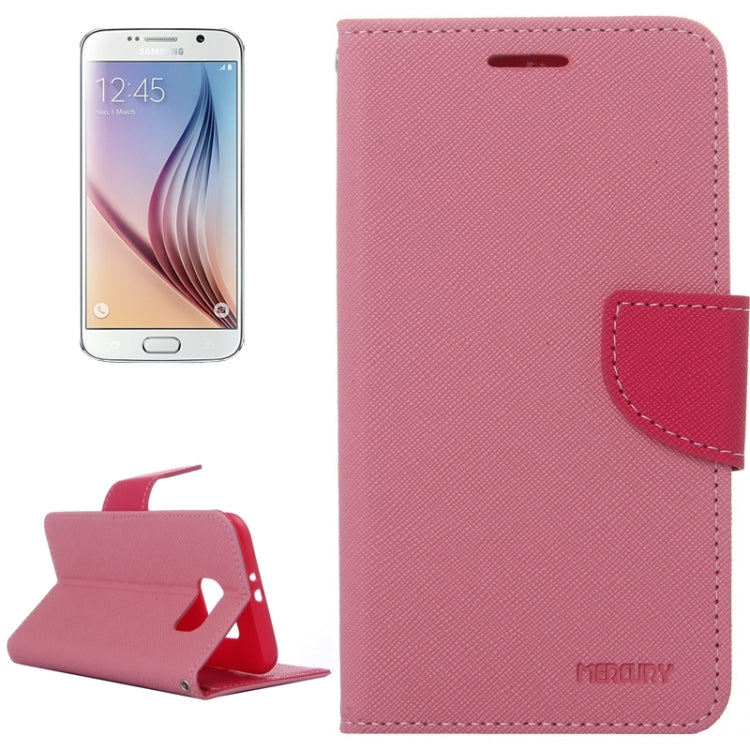 For Galaxy S6 Cross Texture Horizontal Flip Magnetic Buckle Contrast Color Leather Case with Card Slots & Wallet & Holder