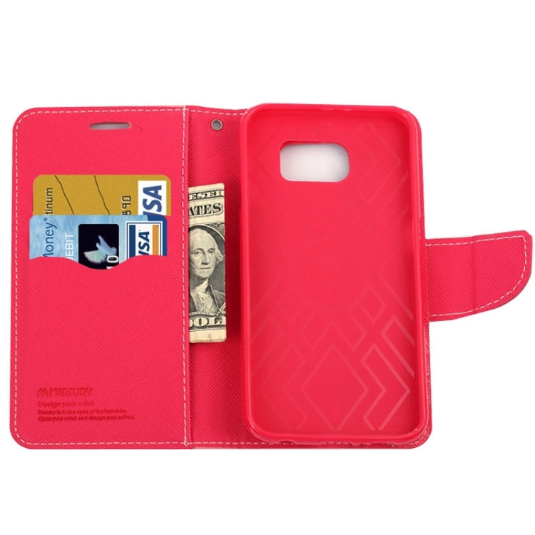For Galaxy S6 Cross Texture Horizontal Flip Magnetic Buckle Contrast Color Leather Case with Card Slots & Wallet & Holder
