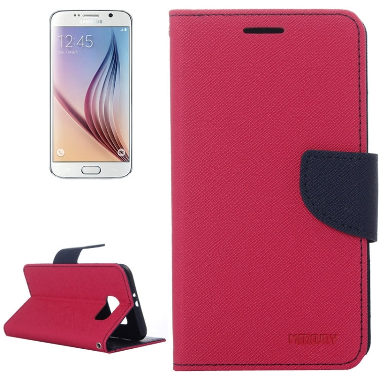 For Galaxy S6 Cross Texture Horizontal Flip Magnetic Buckle Contrast Color Leather Case with Card Slots & Wallet & Holder