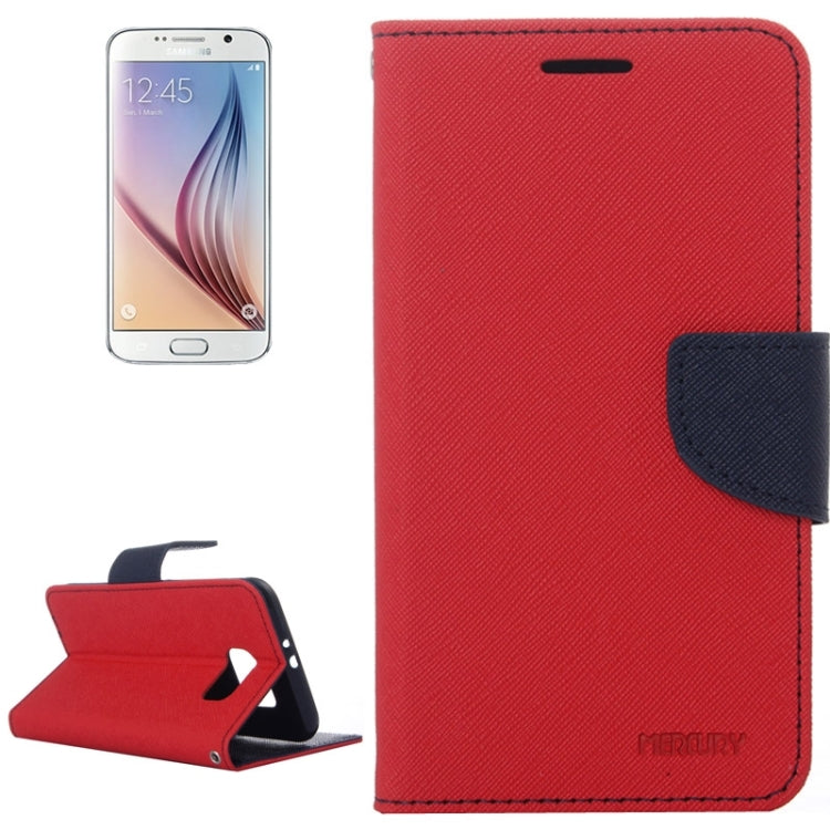 For Galaxy S6 Cross Texture Horizontal Flip Magnetic Buckle Contrast Color Leather Case with Card Slots & Wallet & Holder
