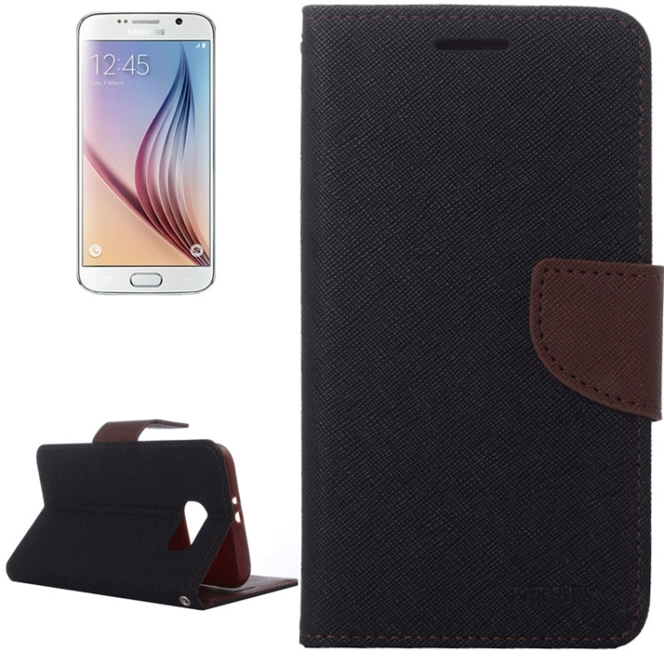 For Galaxy S6 Cross Texture Horizontal Flip Magnetic Buckle Contrast Color Leather Case with Card Slots & Wallet & Holder