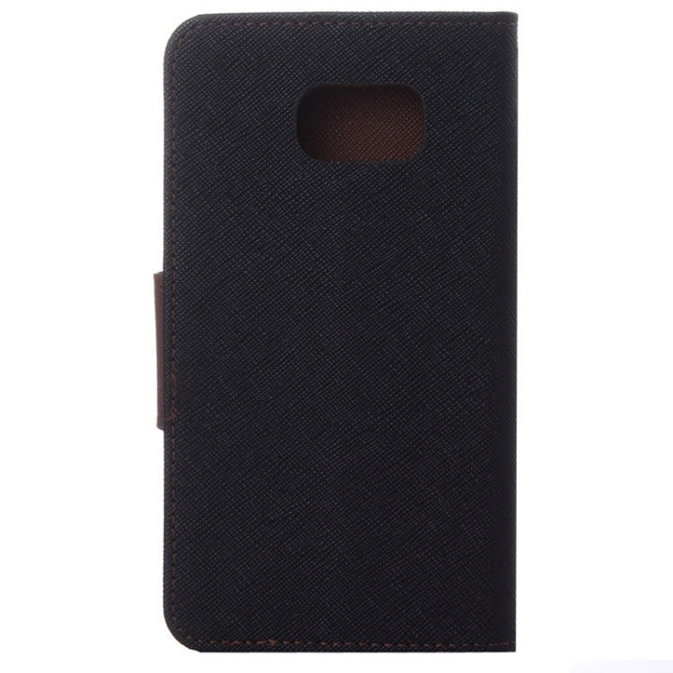 For Galaxy S6 Cross Texture Horizontal Flip Magnetic Buckle Contrast Color Leather Case with Card Slots & Wallet & Holder