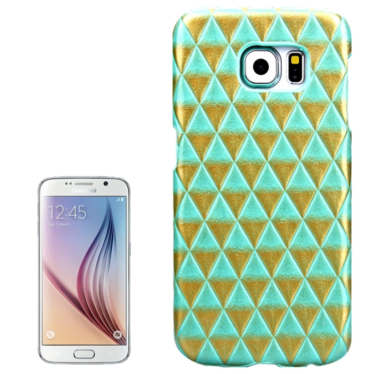For Galaxy S6 / G920 Diamond Pattern Bicolourable PU Paste Skin Plastic Protective Case
