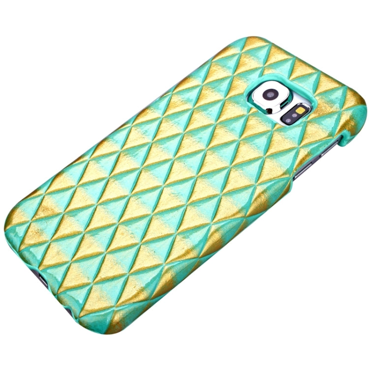 For Galaxy S6 / G920 Diamond Pattern Bicolourable PU Paste Skin Plastic Protective Case