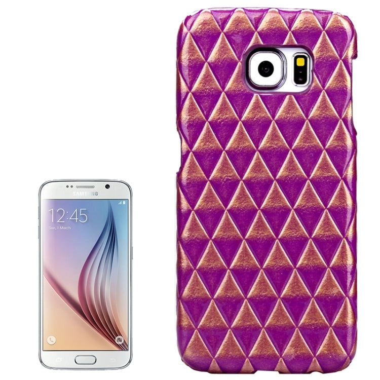 For Galaxy S6 / G920 Diamond Pattern Bicolourable PU Paste Skin Plastic Protective Case