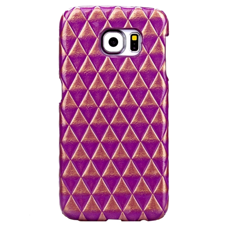 For Galaxy S6 / G920 Diamond Pattern Bicolourable PU Paste Skin Plastic Protective Case