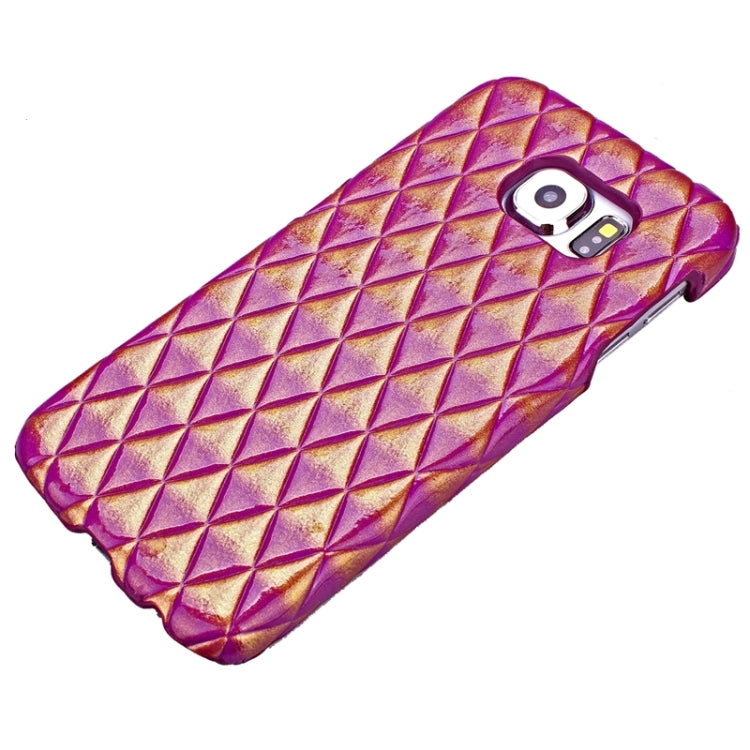 For Galaxy S6 / G920 Diamond Pattern Bicolourable PU Paste Skin Plastic Protective Case