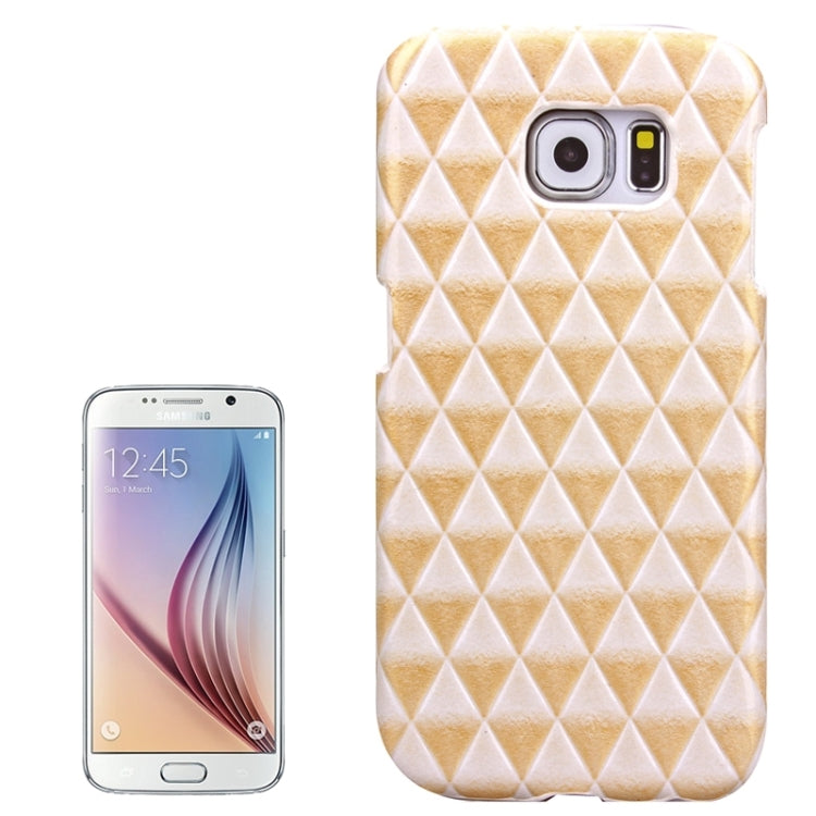 For Galaxy S6 / G920 Diamond Pattern Bicolourable PU Paste Skin Plastic Protective Case