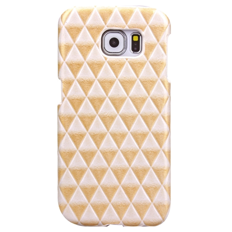 For Galaxy S6 / G920 Diamond Pattern Bicolourable PU Paste Skin Plastic Protective Case