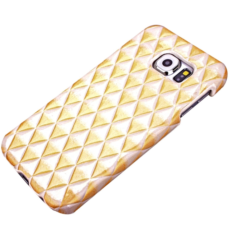 For Galaxy S6 / G920 Diamond Pattern Bicolourable PU Paste Skin Plastic Protective Case