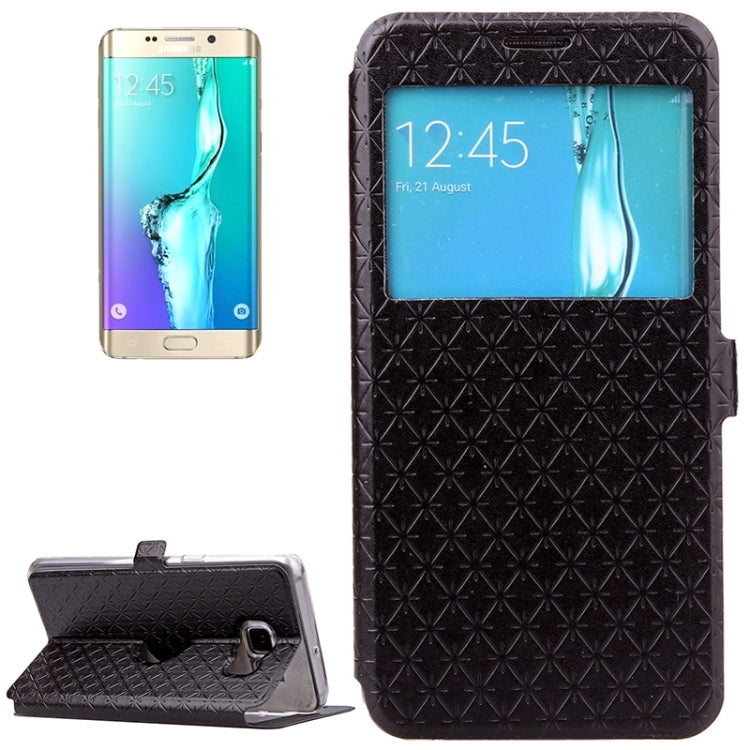 For Galaxy S6 Edge+ / G928 Argyles Texture Horizontal Flip Solid Color Leather Case with Holder & Card Slot & Call Display ID