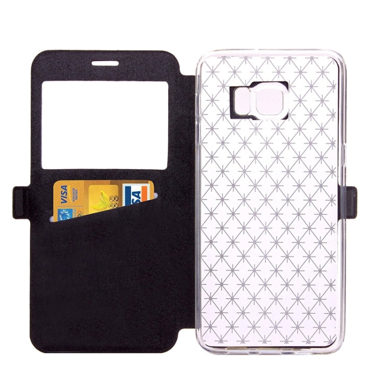 For Galaxy S6 Edge+ / G928 Argyles Texture Horizontal Flip Solid Color Leather Case with Holder & Card Slot & Call Display ID