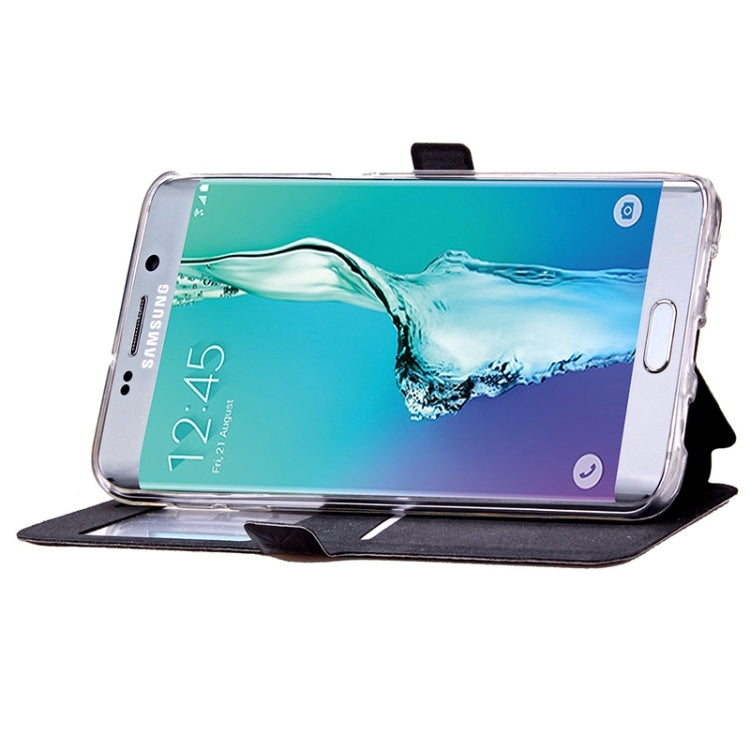 For Galaxy S6 Edge+ / G928 Argyles Texture Horizontal Flip Solid Color Leather Case with Holder & Card Slot & Call Display ID