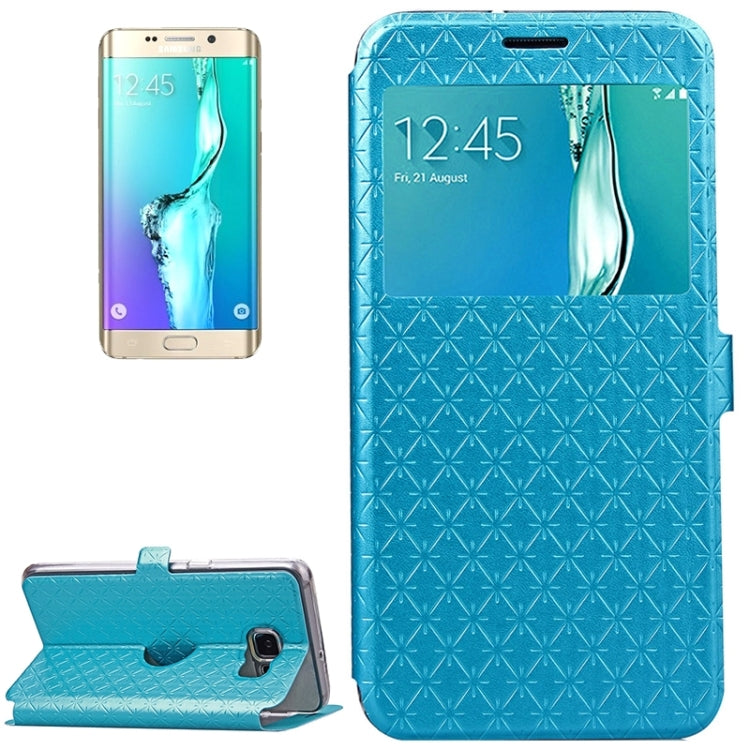 For Galaxy S6 Edge+ / G928 Argyles Texture Horizontal Flip Solid Color Leather Case with Holder & Card Slot & Call Display ID